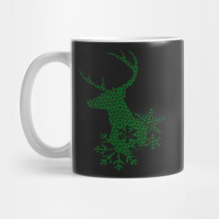 Red Flowers Green Deer Christmas Pattern Mug